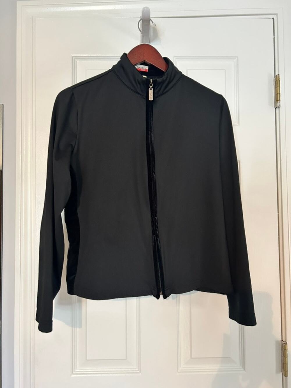 Danskin Now Womens Large Black Zip Up Jacket Stretch Athletic Yoga Activewear